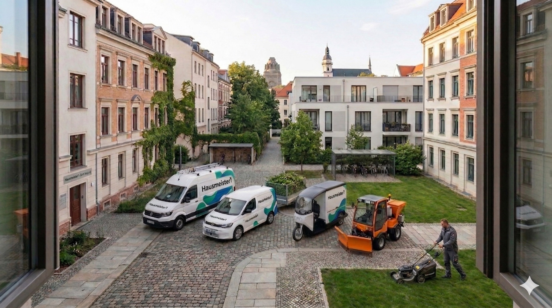 Fuhrpark und Team der Hausmeistereins GmbH in Leipzig